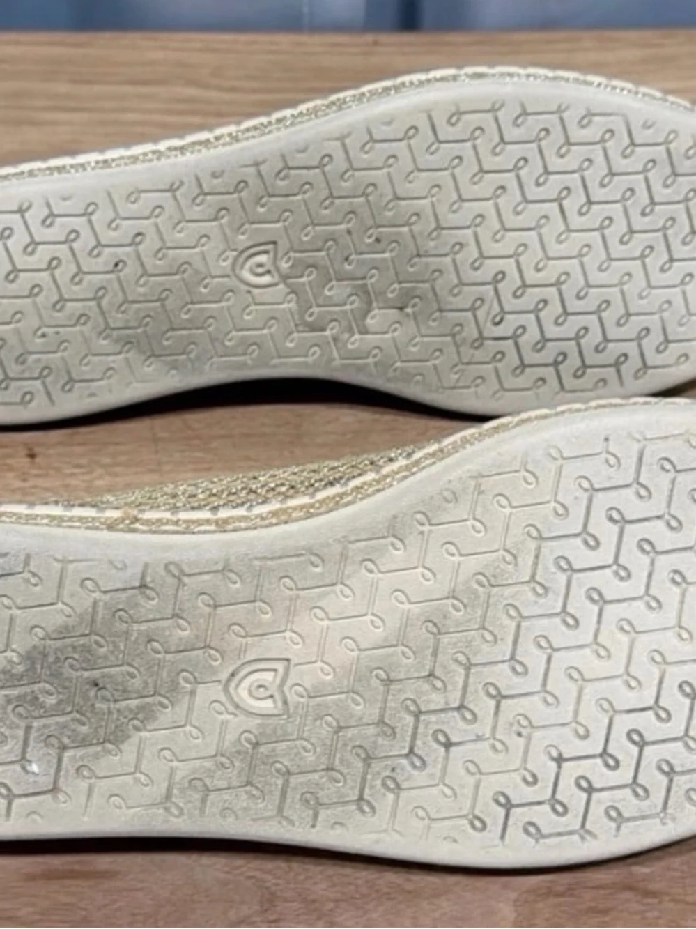 Rothy's Gold Stripe Espadrille Slip-On Flats